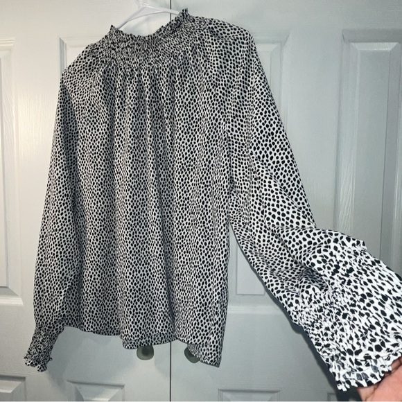Nine West Gray Ruffled Long Sleeve Blouse - Picture 3 of 6